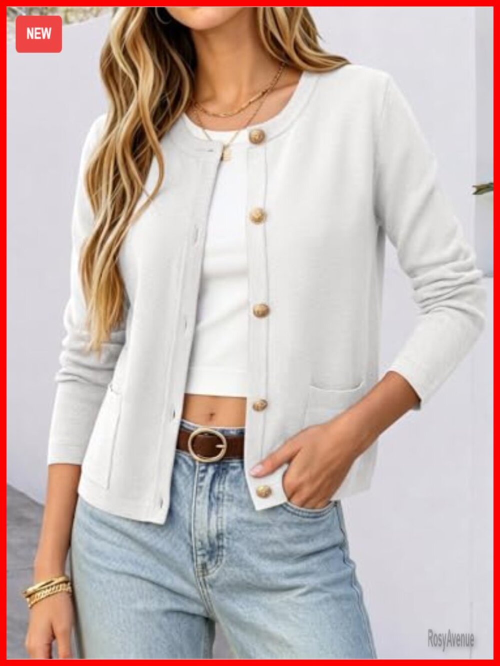 Striped Cropped Cardigan Sweater Button Down Knit Jacket - Picture 2 of 7